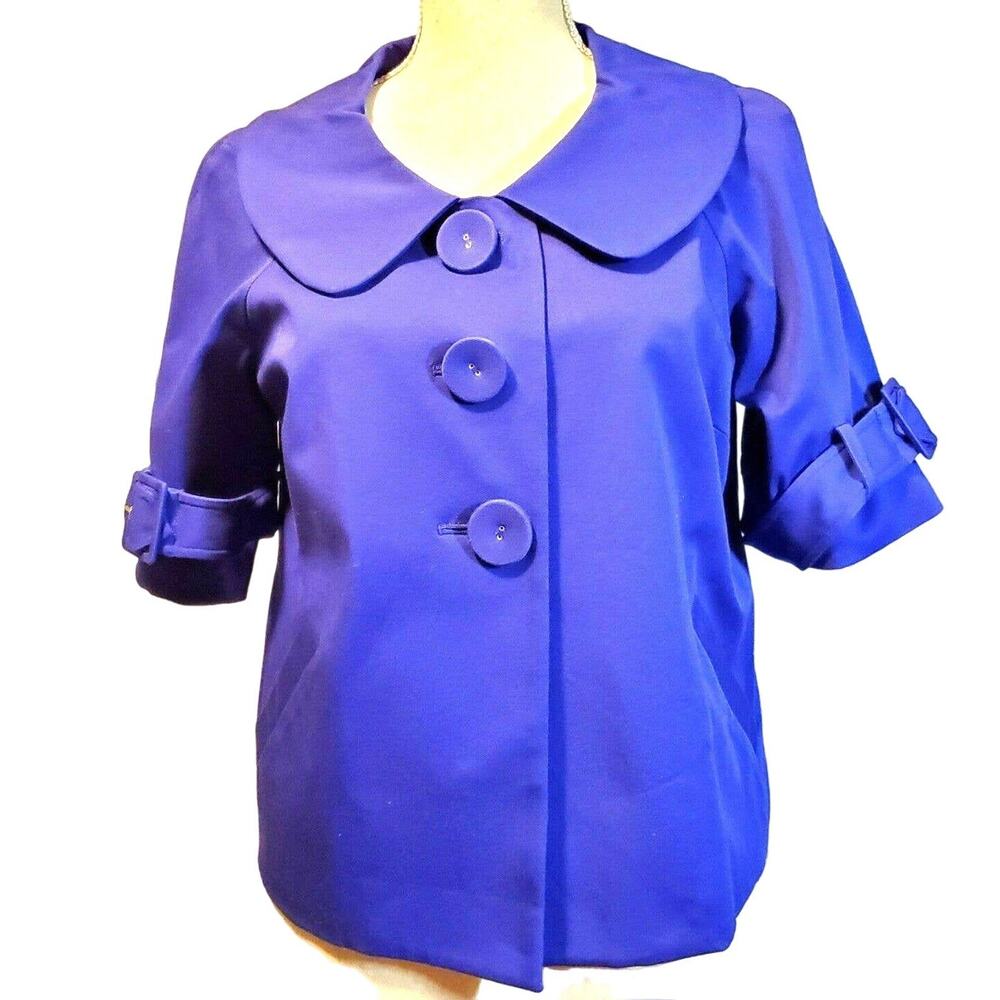 Boutique Essentials Classic Top NEW Size S Blue Iris Lined Vintage 60s 90s Look